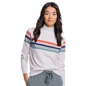 Southern Tide Brynlee Stripe Sweater Womens Small White Cashmere Blend